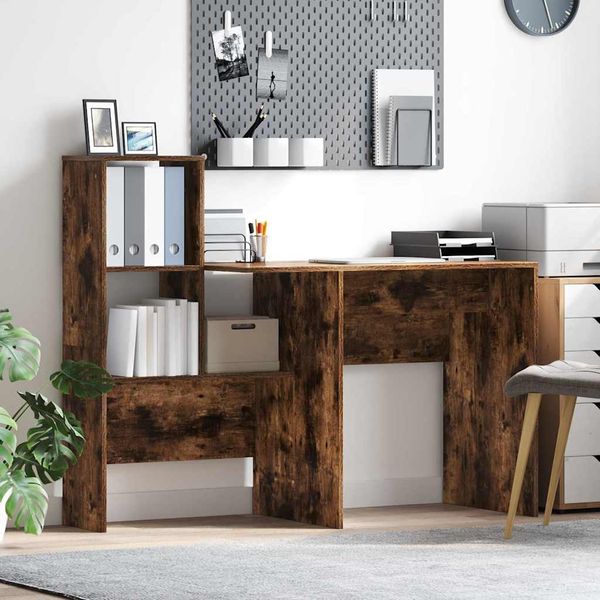 vidaXL Schreibtisch mit Regal Geräucherte Eiche 131,5 x 50 x 106,5 cm 869302