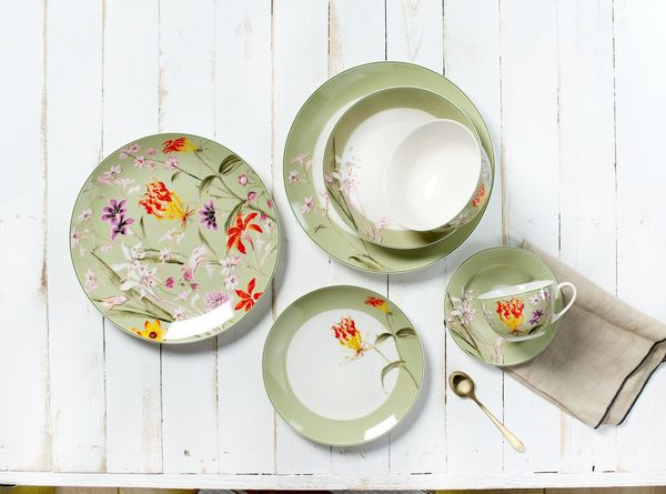 Suppenteller 20cm 6er Set Flora grün