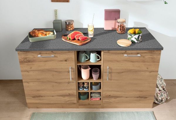 KOCHSTATION Unterschrank KS-Colmar 150 cm breit, 2 Schubkästen, 2 Türen, 6 Fächer, für viel Stauraum