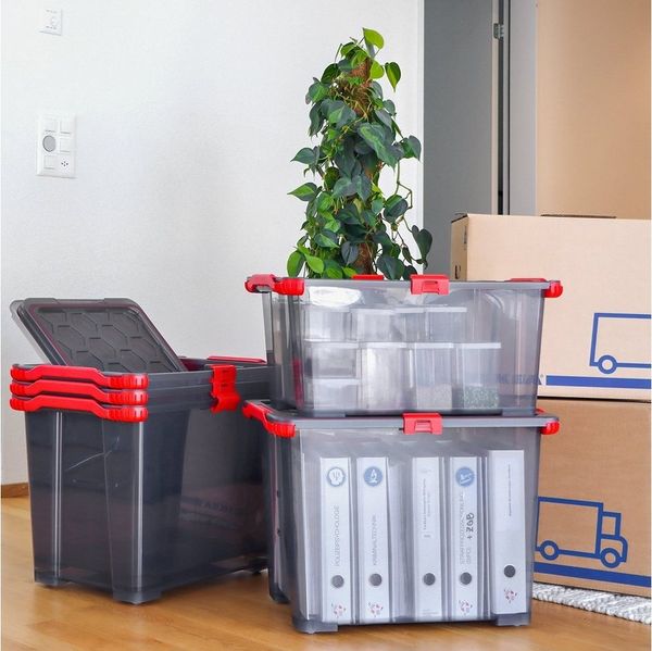 ROTHO Aufbewahrungsbox 3er-Set Evo Total Protection 65l Kiste mit Deckel und Räder (Aufbewahrungsset, 3er-Set)
