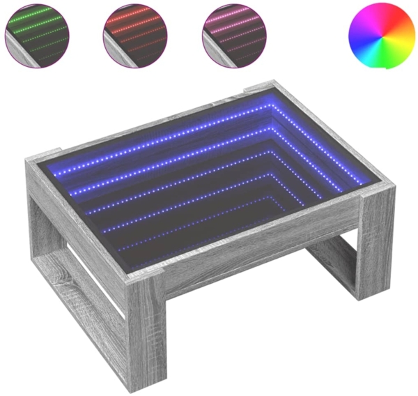 vidaXL Couchtisch mit Infinity-LED Grau Sonoma 70x53x30 cm 847635