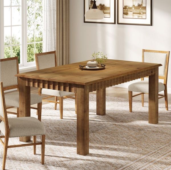 Tribesigns Esstisch aus Massivholz für 4- 6 Personen – Küchentisch im Landhausstil (160 x 80 x 75 cm), Rechteckiger Holztisch für Esszimmer und Wohnzimmer