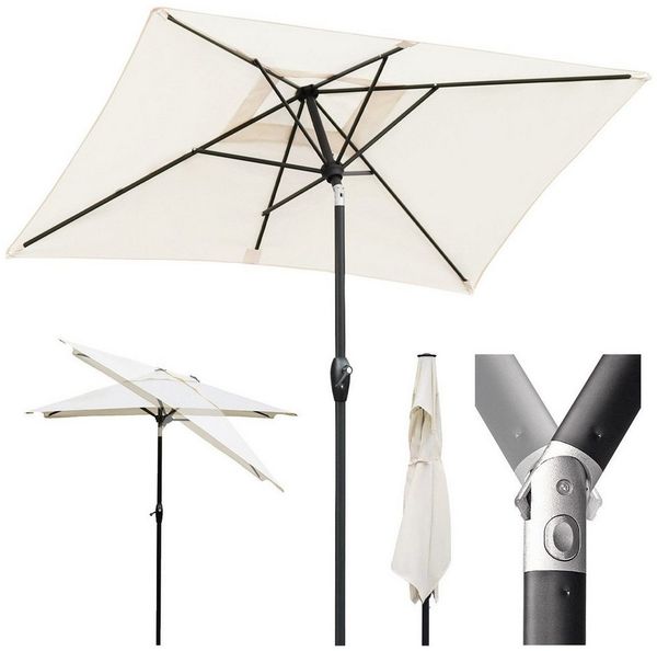 Sekey Sonnenschirm Rechteckige Sonnenschirme Kippbar mit Kurbel Gartenschirm groß, Sonnenschutz UV50+, Gartenschirm Knickbar, für Garten, Terrasse