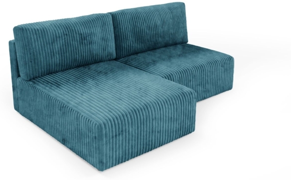 Ecksofa mit Schlaffunktion NATALIA XS in Stoff Tilia Blau Ottomane Links Bild 2