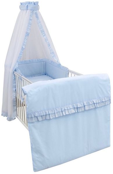 Baby-Delux Komplettbett Babybett Mia Komplettset Royal Rüsche, 10-tlg, Kinderbett 60x120 cm weiß, Bettset verschiedene Designs