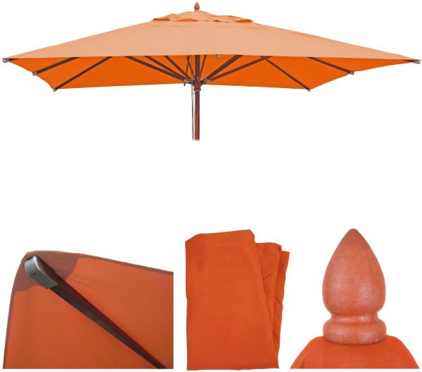 Ersatz-Bezug für Gastronomie Holz-Sonnenschirm HWC-C57, Sonnenschirmbezug, eckig 3x3m Polyester 3kg ~ terracotta