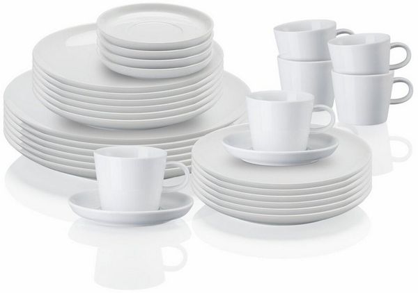 Thomas Porzellan Kombiservice Cucina Bianca Weiß, 6 Personen, Porzellan, 30-tlg.
