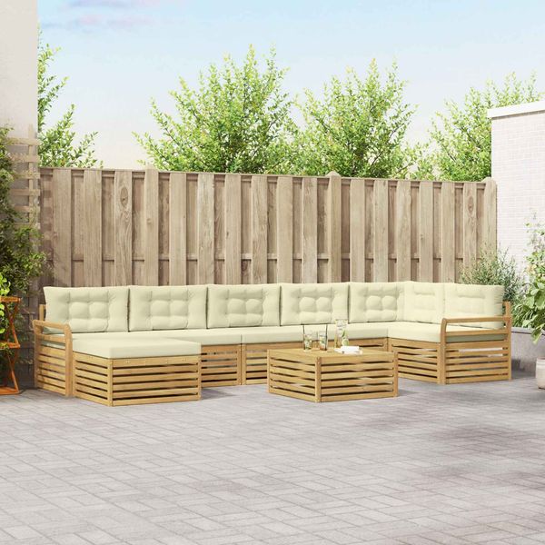 vidaXL Outdoor-Sofagarnitur mit Kissen 8 pcs Weiß und Creme 3390885