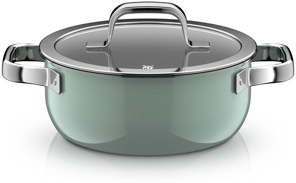 WMF Bratentopf Fusiontec Mineral Pro, Bratentopf mit Decke, 20 cm, Eucalyptus Haze, (Set, 1-tlg), mit Glasdeckel. Spülmaschinengeeigneter Topf