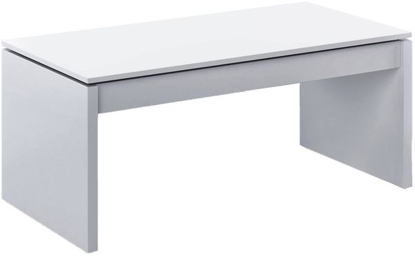 Dmora Adrina Couchtisch, Couchtisch mit hochklappbarer Platte, niedriger Wohnzimmertisch, 102 x 50 x 43/54 cm, glänzend weiß