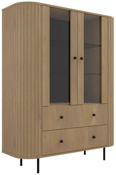 Compleo Standvitrine mit 2 Schubladen, Stauraumvitrine mit 2 Türen, Breite: 123 cm OVI, viel Stauraum, Höhe 155 cm