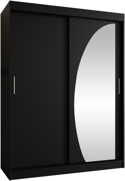 Kleiderschrank Waluri 150 cm (Farbe: Schwarz, mit zwei Schubladen)