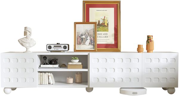 TV-Schrank 200x40x44 cm, weiß, 3 Türen, bedruckte Fronten, 5-Fuß-Design Bild 7