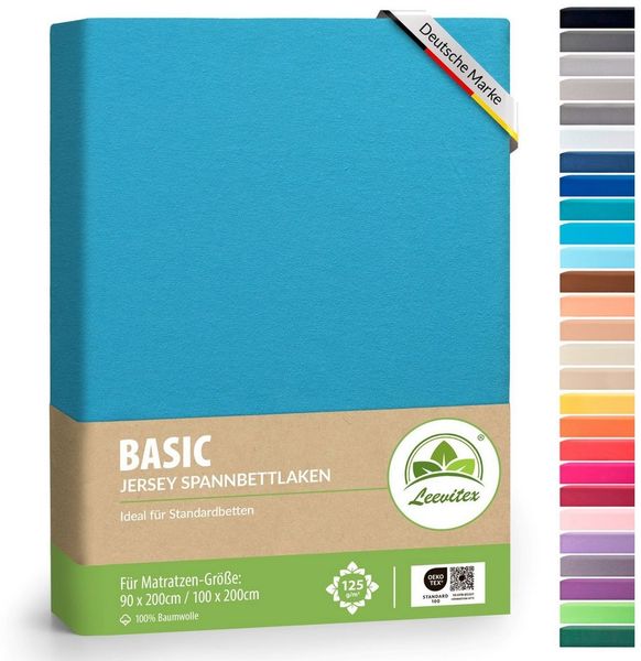 leevitex® Spannbettlaken Jersey aus 100% Baumwolle, für Kinder- & Standardmatratzen, Jersey, Gummizug: rundum, 100% Baumwolle, anschmiegsam & dehnbar, diverse Größen und Farben