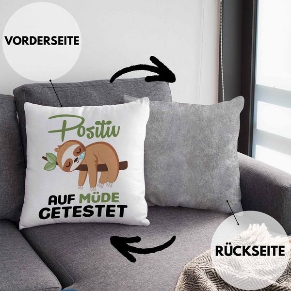 Trendation Dekokissen Trendation - Faultier Kissen Positiv Auf Müde Getestet Lustige Kissen