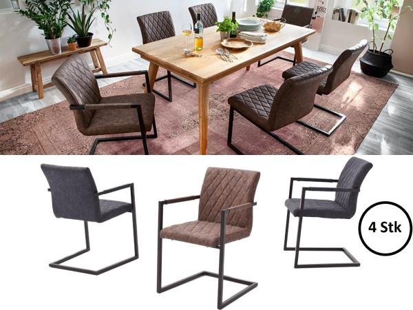 Esszimmerstuhl >Kansas III< (4-er Set) in Braun - 54x86x63 (BxHxT)
