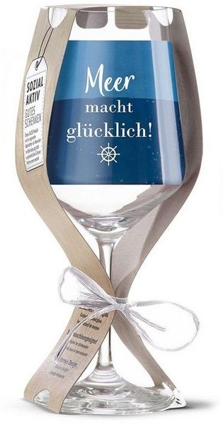 GILDE Weinglas 'Meer macht glücklich' 500ml Wellenglück, Glas