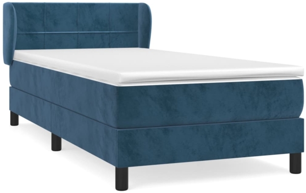 vidaXL Boxspringbett mit Matratze Dunkelblau 90x190 cm Samt 3127467