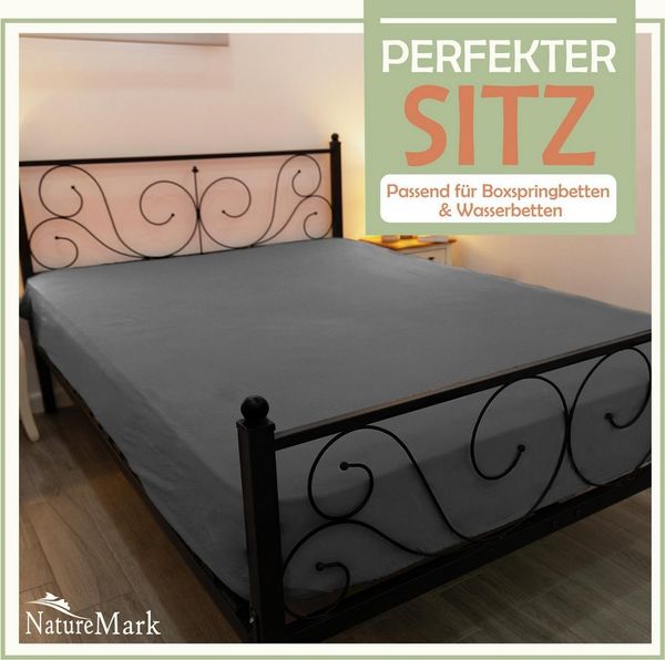 NatureMark - Mikrofaser SPANNBETTLAKEN zum Sparpreis! viele Größen und Farben Markenware (90x200-100x200 cm, anthrazit grau)