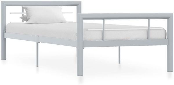 vidaXL Bettgestell Grau und Weiß Metall 90×200 cm 284556