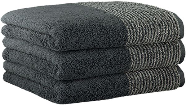 CAWÖ Gästetuch, 3er Pack - Luxury Home, C Two-Tone, Walkfrottier Schiefer 30x50cm