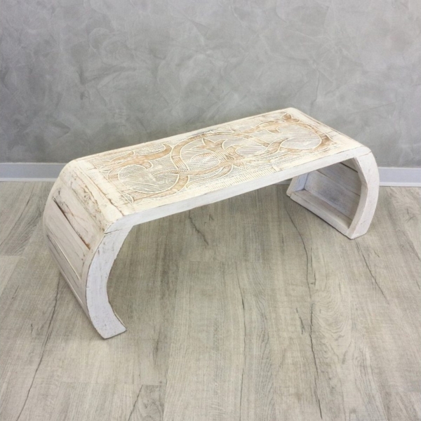 Oriental Galerie Beistelltisch Beitelltisch Brückentisch Tribals Natur Weiß Groß, Nachttisch, Couchtisch, Laptoptisch Bild 3