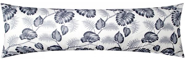 Heubergshop Seitenschläferkissenbezug, (1 Stück), 40x145 cm Tropische Blätter Kissenhülle 100% Baumwolle Grau (031/2)