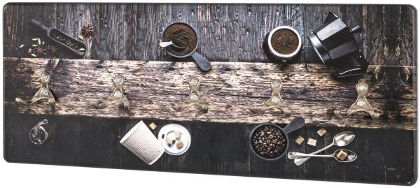 Garderobenleiste Wandgarderobe Coffeeshop 5 Garderobenhaken MDF-Edelstahl