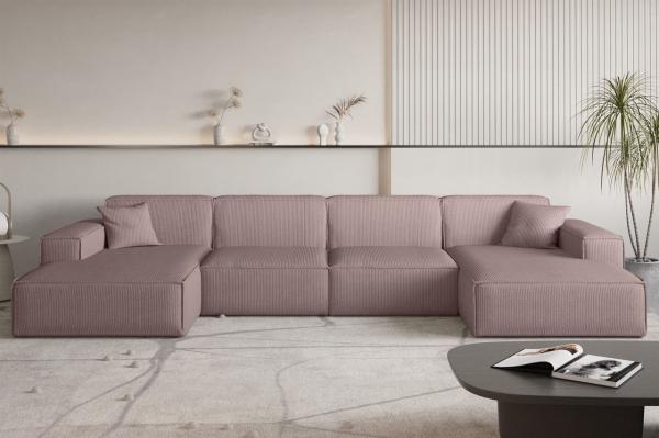 Wohnlandschaft Sofa U-Form CELES PREMIUM in Stoff Scala Lavendel