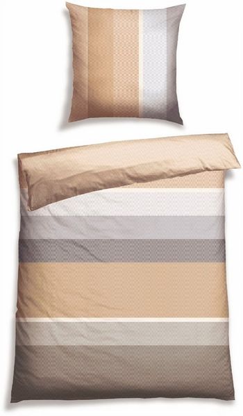 Schiesser Bettwäscheset Endy Stripes - Renforcé - 2-teilig - 135 x 200 cm - Sand