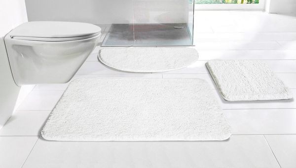 OTTO home Badematte Inga, Badezimmer Teppich, Badvorleger, Höhe 20 mm, rutschhemmend beschichtet, schnell trocknend, strapazierfähig, fußbodenheizungsgeeignet, Polyester, halbrund, Badteppich, unifarben, weich, als halbrund und rechteckig erhältlich