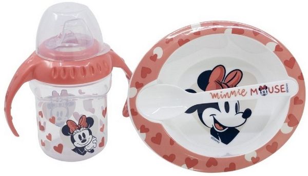 Disney Minnie Mouse Kinderbesteck Baby Geschenkset 3-teilig – Trinkbecher, Schale & Löffel (3-tlg)
