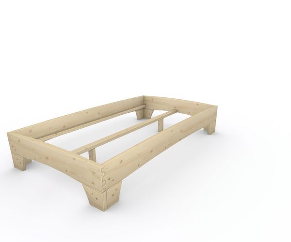 Holzbett (Fichte) "Rosi" 120 x 220 cm 38 cm ohne Kopfteil Massivholzbett Bett