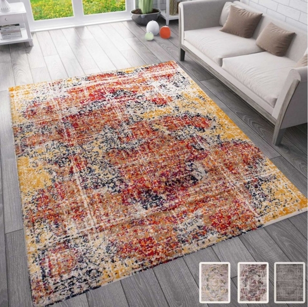 Vimoda Orientteppich Vintage Teppich Orientalisch Optik, Rechteckig, Meliert,modernen Farben, Läufer kurzflor