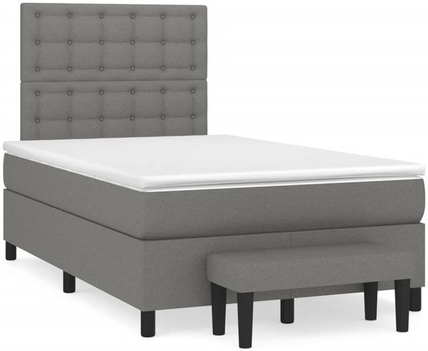 vidaXL Boxspringbett mit Matratze Dunkelgrau 120x190 cm Stoff 3270384