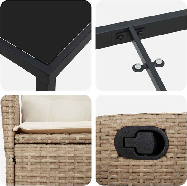 vidaXL Garten Essgruppe mit Kissen 5 pcs Beige Poly-Rattan 3380507 Bild 9