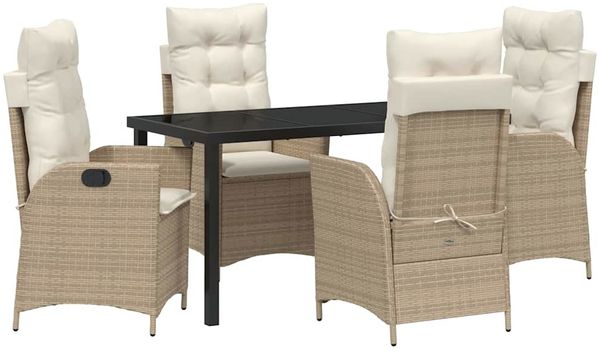 vidaXL Garten Essgruppe mit Kissen 5 pcs Beige Poly-Rattan 3380507 Bild 2