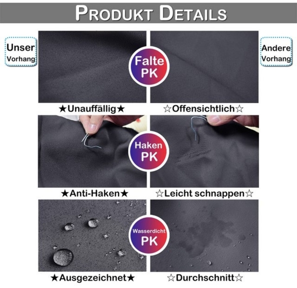 Qelus Vorhang 254x213/254x241 cm Raumteiler Vorhang Wasserdicht Sichtschutzvorhang, Wärmeisolierend Modern Fenstervorhänge für Wohnzimmer Schlafzimmer Bild 4