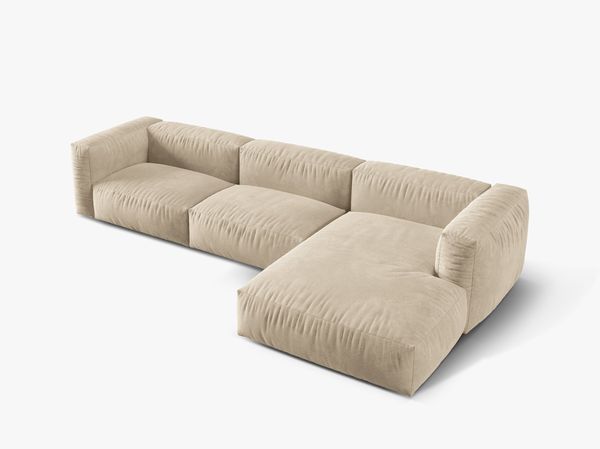 Micadoni Ecksofa Martina 3-Sitzer Rechts Samt Helles Beige Bild 3