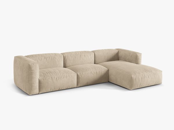 Micadoni Ecksofa Martina 3-Sitzer Rechts Samt Helles Beige Bild 2