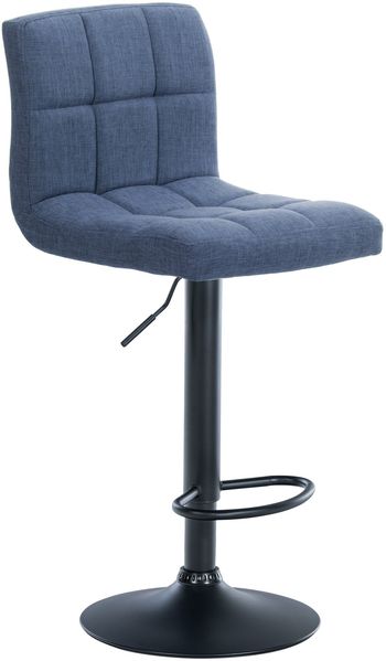 Barhocker MADRID - Blau, Stoff, Schwarz Barhocker mit Lehne Barstuhl Tresenhocker Tresenstuhl Kneipenhocker Kneipenstuhl