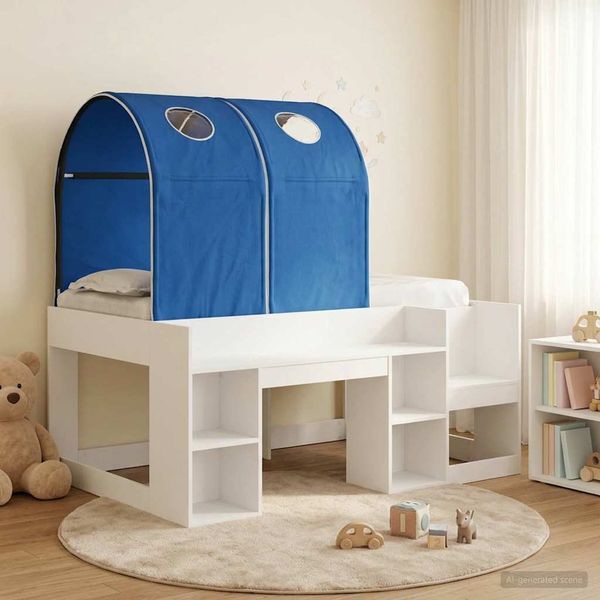 vidaXL Bett mit Tunnel 4 pcs Weiß und Blau Holzwerkstoff 3423499
