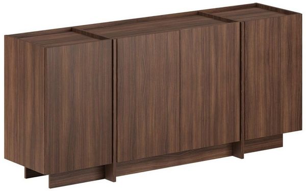 Modern Console Table, Milano Walnut, 180 x 80 x 45 cm | 100% Melamine Coated Particle Board, 18 mm Thick | Soft-Close Hinges, Multiple Shelves, Stylish & Functional for Home & Office Use