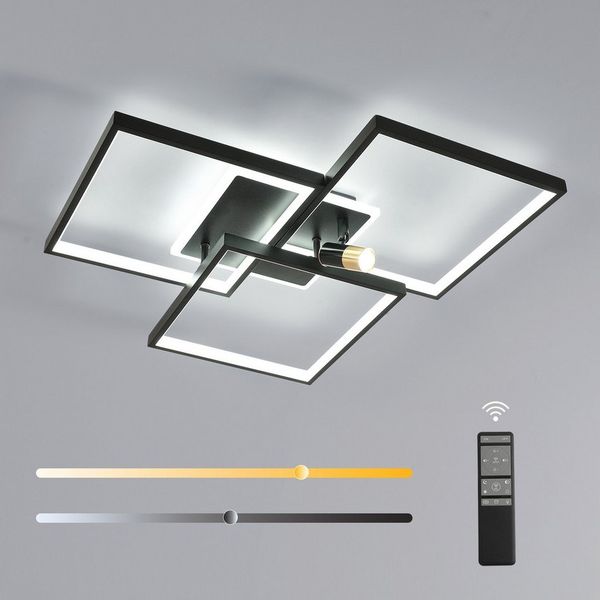 Riserva LED Deckenleuchte LED Deckenleuchte dimmbar mit Fernbedienung, 39W, 56cm, schwarz, LED wechselbar
