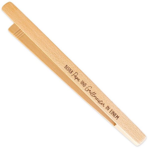 PAPIERDRACHEN Grillzange Grillzange zum Vatertag für Papa oder Opa - originelles Geschenk, hochwertige Buchenzange
