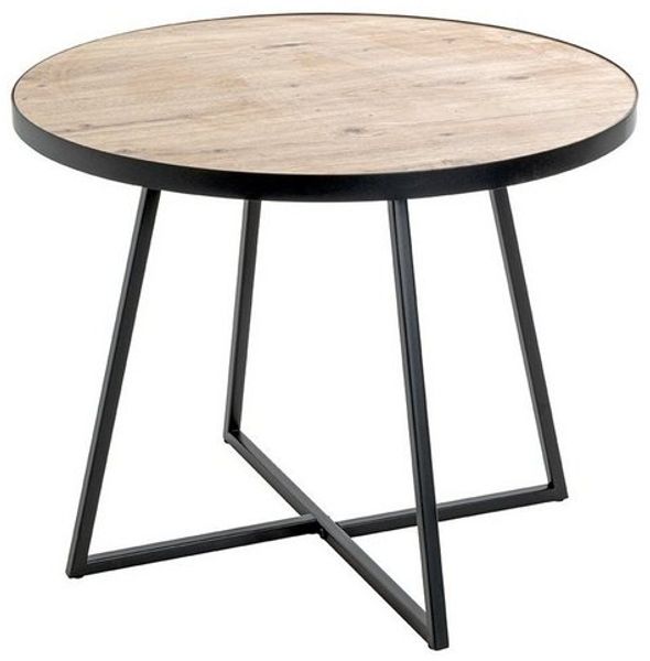 HAKU Möbel Beistelltisch, MDF, schwarz-eiche, Ø 60 x H 48 cm Bild 4