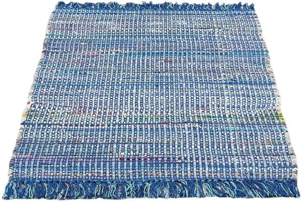 Alabama Fleckerlteppich Frida blau, 60x120 cm