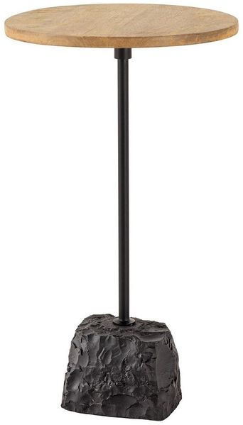 riess-ambiente Beistelltisch TRAYFUL 55cm natur / schwarz (Einzelartikel, 1-St), Wohnzimmer · Mango-Massivholz · Metall-Gestell · Marmor-Fuß · rund