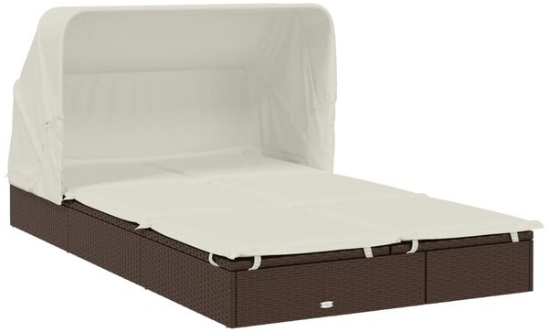 2-Personen-Sonnenliege | Gartenliege mit Dach Braun 213x118x97 Poly Rattan Bild 4
