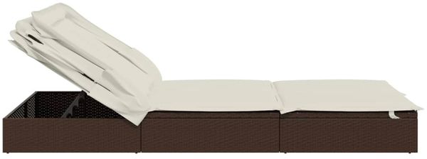 2-Personen-Sonnenliege | Gartenliege mit Dach Braun 213x118x97 Poly Rattan Bild 8